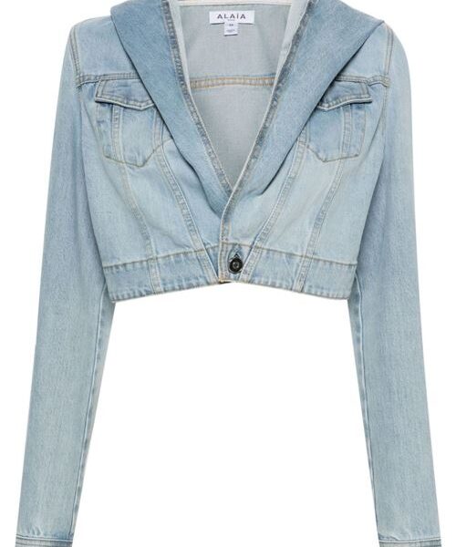 HOODED CROPPED DENIM JACKET