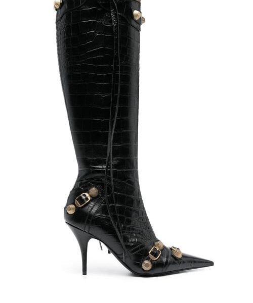 LE CAGOLE LEATHER HEEL BOOTS
