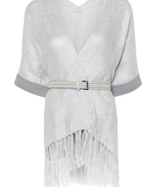 FRINGED SILK PONCHO