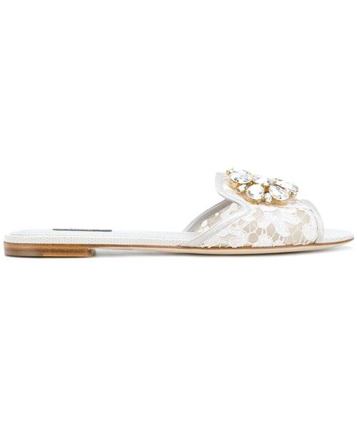 CRYSTAL LACE FLAT SANDALS