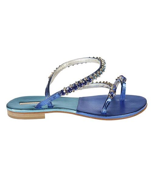 JEWEL LEATHER THONG SANDALS