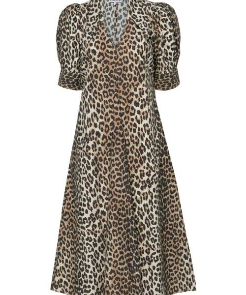 LEOPARD PRINT ORGANIC COTTON MIDI SKIRT