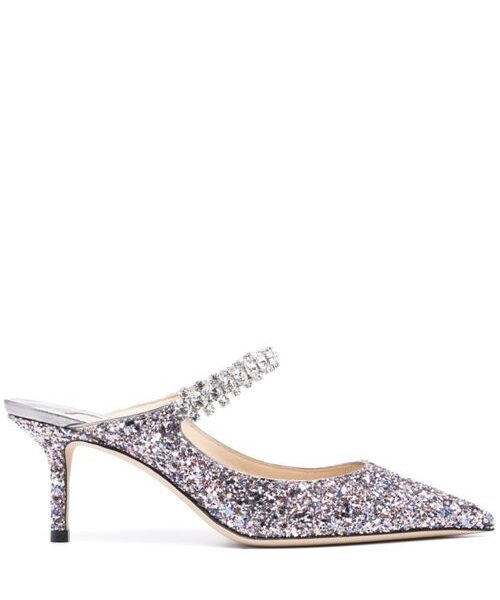 BING 65 CRYSTAL STRAP GLITTER HEEL MULES