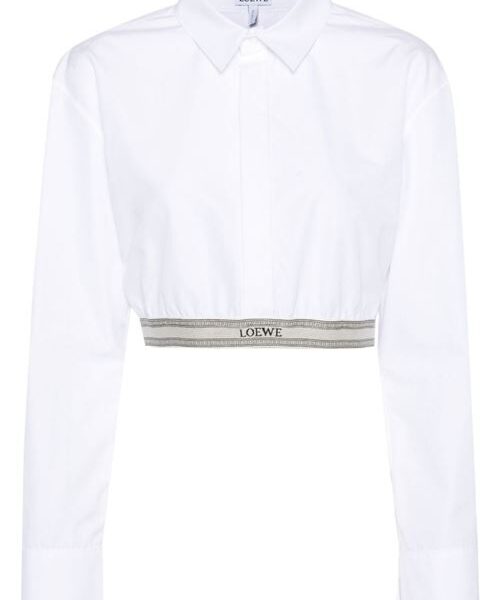 LOGO COTTON CROPPED SHIRT