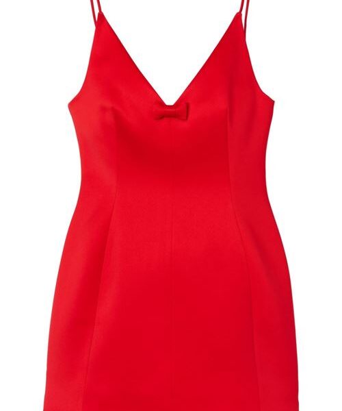 BOW SATIN MINI DRESS