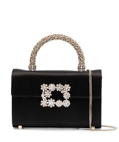 ENVELOPE FLOWER JEWEL SATIN MINI BAG