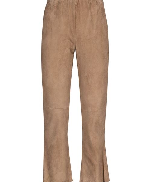 CROPPED FLARED SUEDE TROUSERS