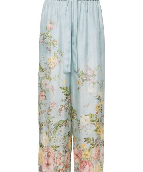 FLORAL PRINT SILK TROUSERS